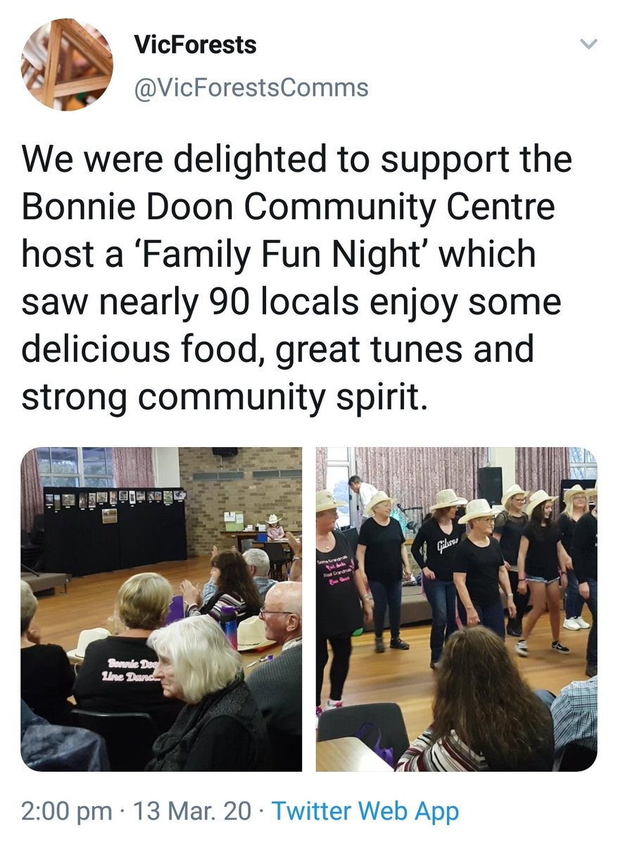 Plenty of community organizations are eligible for these grants. Those groups who have received money range from sporting groups, CFA brigades, schools and historical societies. VicForests also supported a 'Family Fun Night' in Bonnie Doon earlier this year.