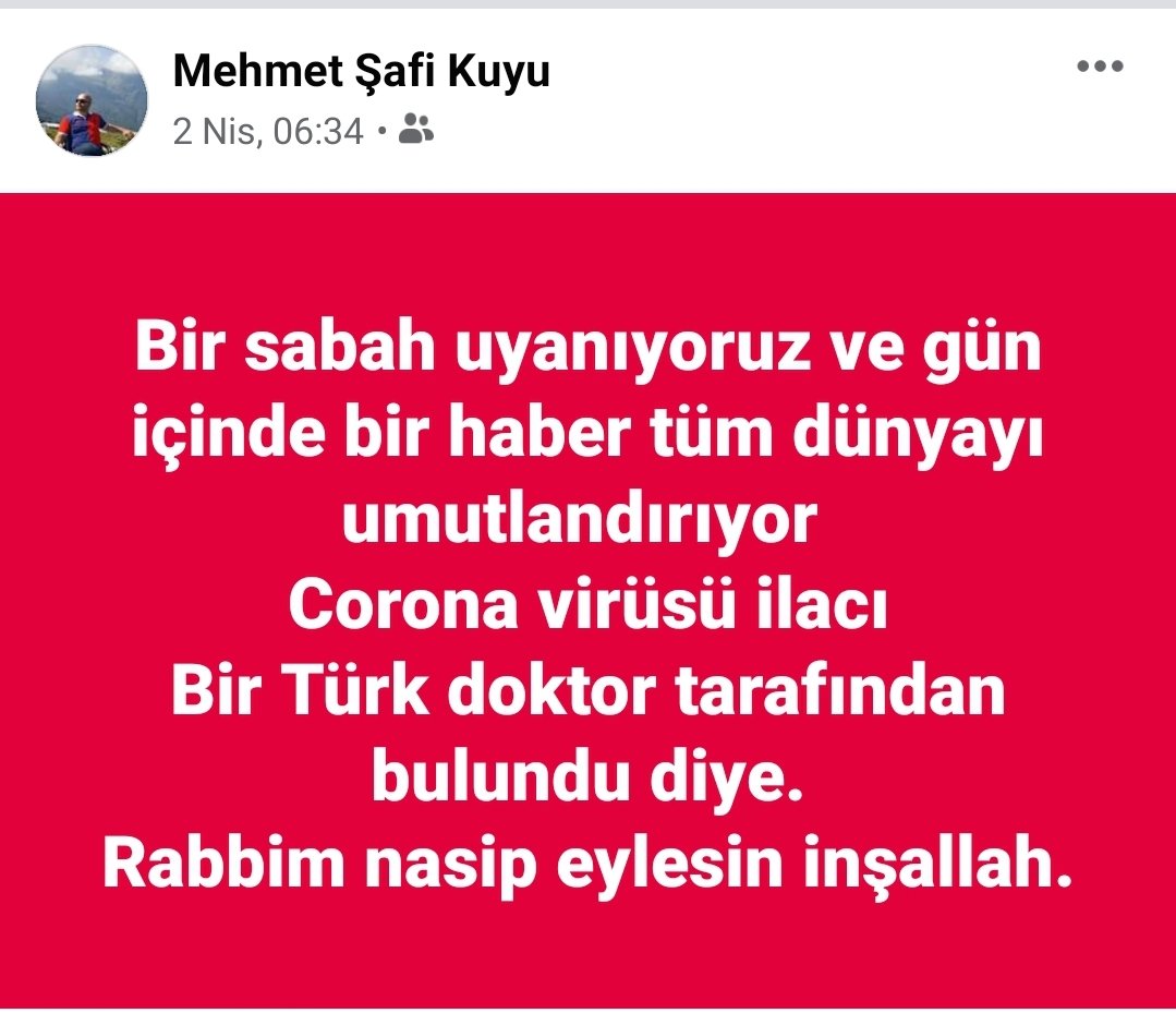 Bir sabah vakti yaptığımız duanın kabul olduğunu nasip eyle Allahım. Amin.
#SARSCoV2