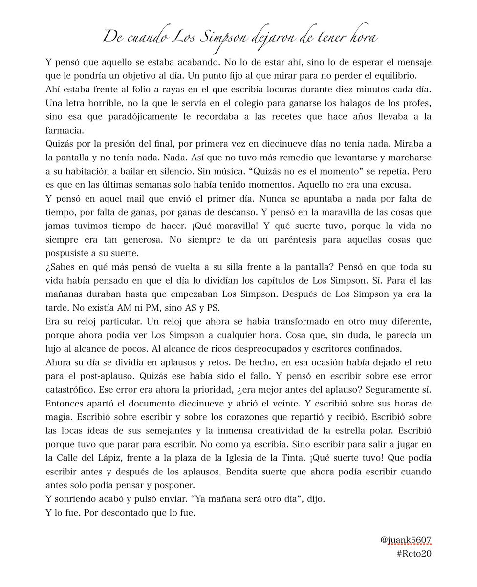 juank5607's tweet photo. Aquí llega el #Reto20, confirmando que, definitivamente, cada reto ha sido indescriptiblemente particular y diferente a cualquier otro habido y por haber. ¡Gracias a @tazodemew por dedicarnos su tiempo y equilibrar el nuestro! #CampWrite https://t.co/nKt4npAyuR