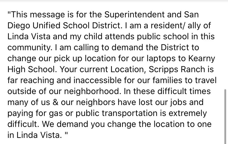 LV_Sharon_'s tweet photo. Linda Vista family and extended community, I am calling the office of the Superintendent demanding they change our pick up location to Kearny High. I encourage you to do the same! @sdschools 
Contact : Office of the Superintendent 619-725-5506 
LETS BLOW UP THEIR LINES https://t.co/p4KSOcgNvy