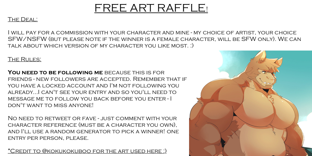 Raffle #2 here we go! Please read the rules properly, especially if you have a locked account.Entries close at 11.59pm NZ-time on Monday April 13th, which is basically a week from now. Good luck! 