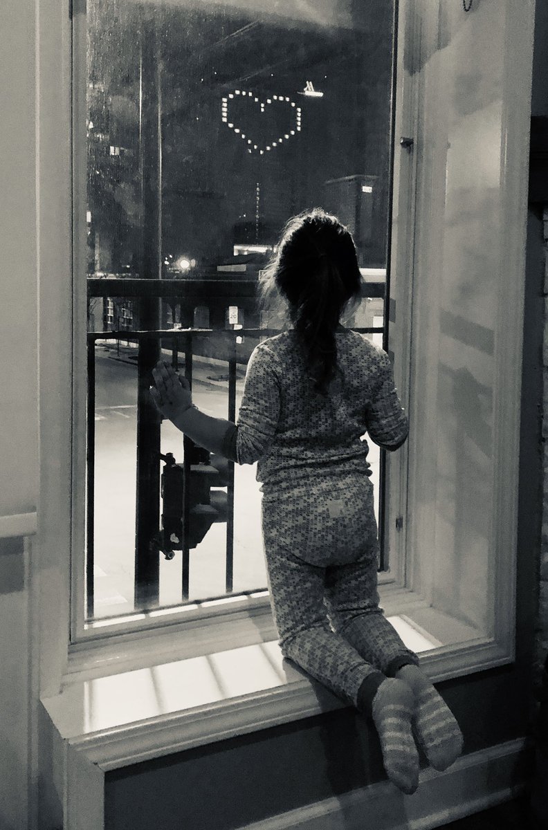 When she is grown and remembers this time in her life, I hope her memories are of family scooter walks, baking cupcakes, art projects and how her #southloop neighborhood lights up every night in solidarity and gratefulness to those on the front lines. #ChicagoUniteAtNight