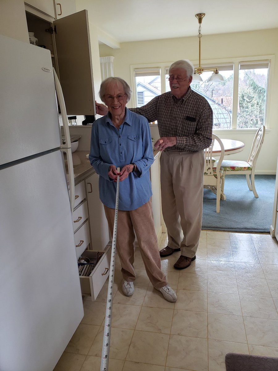 A couple of Pullman legends Dick and Marilyn Fry learning about social distancing. Dick has always been an accurate guy so we got the tape measure out! (Dont worry! I clorox wiped everything)
<a href="/bstevens87/">Bill Stevens</a>