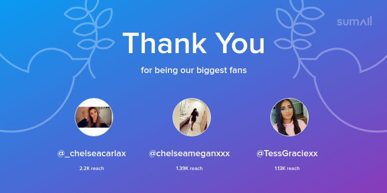 CSutcliffex's tweet photo. Our biggest fans this week: _chelseacarlax, chelseameganxxx, TessGraciexx. Thank you! via https://t.co/2nimAP5h0n https://t.co/bm5yl2xC7l