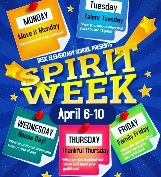 beck_pta's tweet photo. And for #distancelearning #day6, we will begin Spirit Week!! #beckbulldogs #beckbulkdogfamilies #letshavesomefun #postpics #welovetoseeallofyou https://t.co/8ZVm1dOP9f