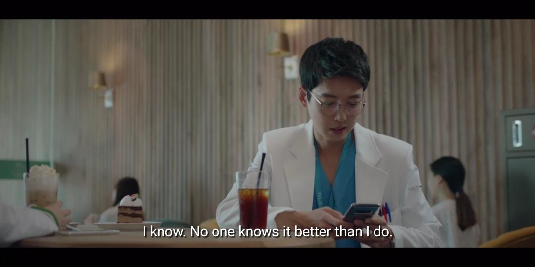 office visits, txts/calls, seating arrangements . That church BTS is not random . He even confidently claims NO ONE KNOWS HER BETTER THAN HE DOES, for someone who's self-centered (according to AJW) he pays attention to her quite well. He #HospitalPlaylist  #JungKyungHo