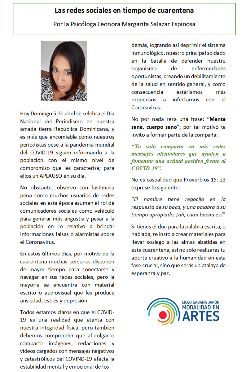 EspinosaLeonora's tweet photo. Felicidades a todos los periodistas en su día. 
Este articulo nos invita a reflexionar en el uso que le damos a nuestras redes sociales. https://t.co/pYY93twhH6