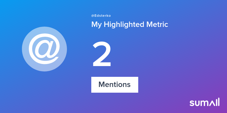 My week on Twitter 🎉: 2 Mentions, 1 Reply. See yours with sumall.com/performancetwe…