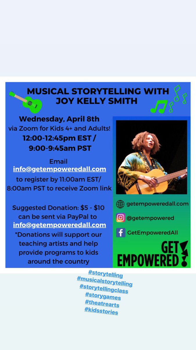GetEmpoweredAll's tweet photo. Online Classes are On‼️
Check out this week’s schedule
SIGN UP info@getempoweredall.com
Mon #balletbarreworkout
Tues #SambaDance
Wed #Storytelling & #Music
#zoomclasses #artsed #thingstodo #AtHomeWorkouts #dance #fun #kids #familytime #allages #artsclasses #empowerment https://t.co/1YuragB2Zx