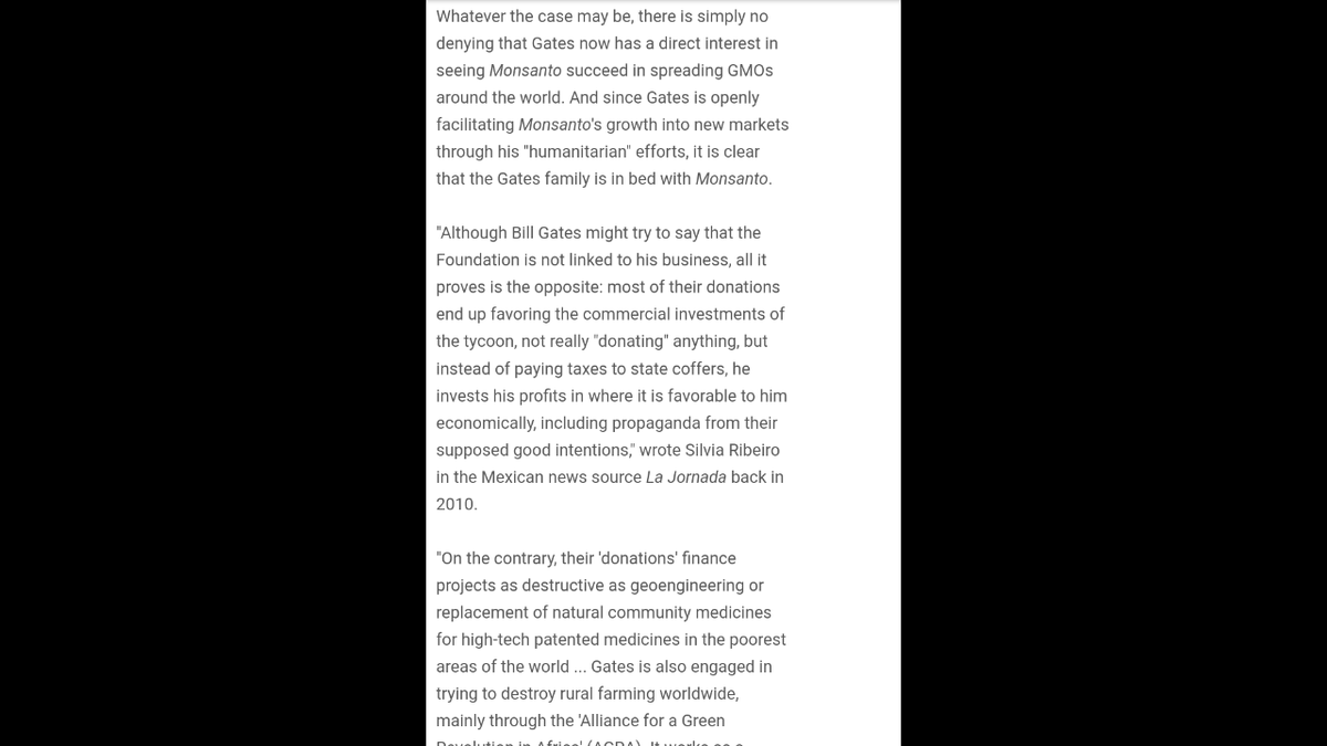 Glyphosate is used to kill off any existing organics which are replaced by GMO's , if you control agriculture you control the population...Something that has been done in India and being done in Africa...Bill Gates is heavily invested in GMO's... https://twitter.com/FederalistNo78/status/1119657086311456778?s=20