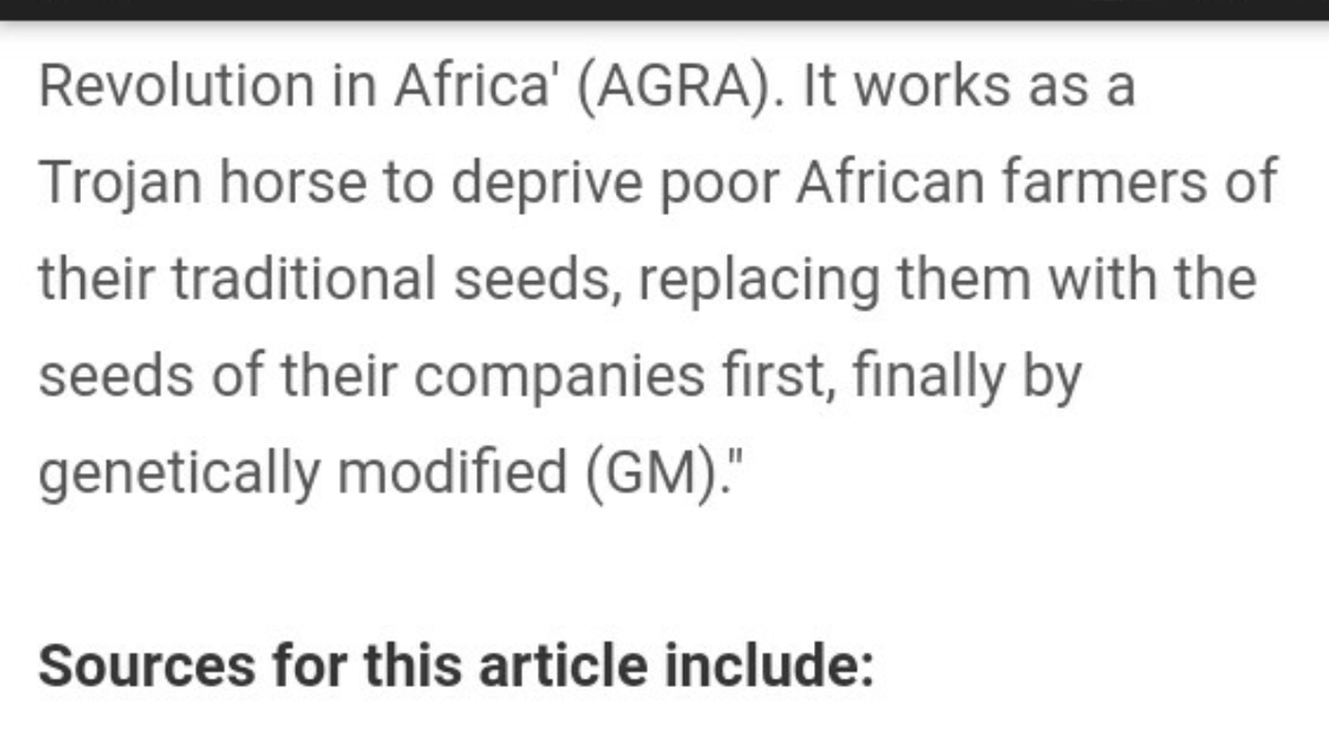 Glyphosate is used to kill off any existing organics which are replaced by GMO's , if you control agriculture you control the population...Something that has been done in India and being done in Africa...Bill Gates is heavily invested in GMO's... https://twitter.com/FederalistNo78/status/1119657086311456778?s=20