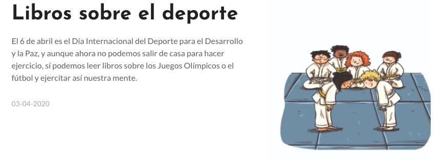 anayainfantil's tweet photo. Hoy es el #DíadelDeporte, y aunque ahora no podemos salir de casa para hacer ejercicio, sí podemos leer libros sobre los Juegos Olímpicos o el fútbol y ejercitar así nuestra mente https://t.co/8fwKR4KvcJ #AbreLaPuertaALaLectura #leeencasa #librosdedeporte https://t.co/e7bRFVC6Y2