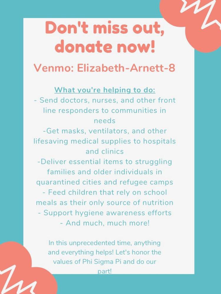 PSPAlphaZeta's tweet photo. Today was our initiate event and for the service portion of the event because we are virtual, we are asking for donations to corona virus relief fund! The initiates worked really hard on it and are very proud of their work! https://t.co/07tnZJAVox