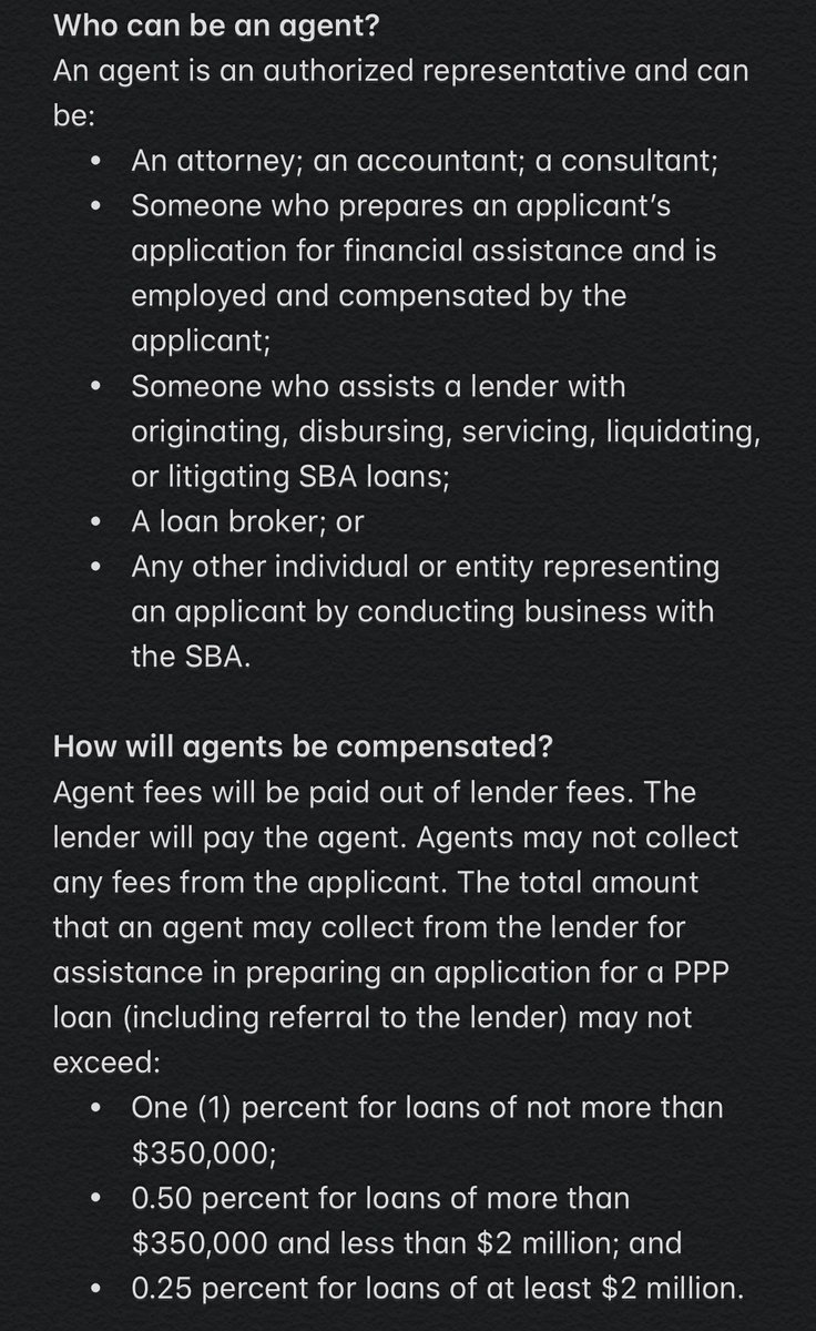 Agent incentives. Almost anyone who helps a borrower prepare their application is eligible to be paid up to 1% of the loan value as an “agent.”