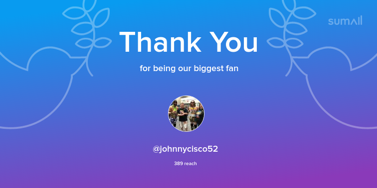 Our biggest fans this week: johnnycisco52. Thank you! via sumall.com/thankyou?utm_s…