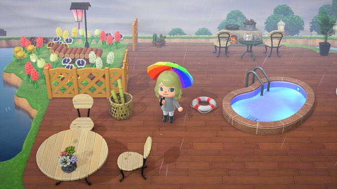 It’s raining but look how cute the outdoor area of my house is