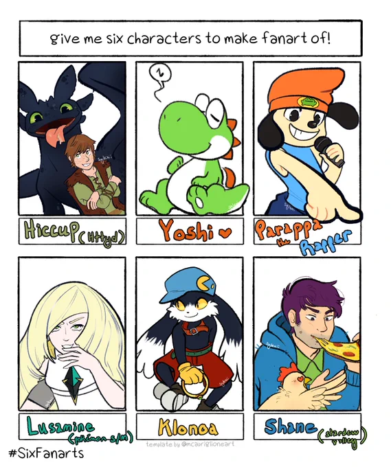 heres my #SixFanarts all done! had a blast with these doods, thanks for the suggestions! 