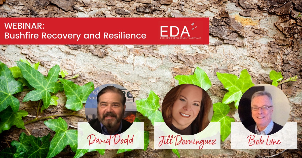 EDAustralia's tweet photo. {LAST CHANCE TO REGISTER}
Webinar: Bushfire Recovery and Resilience (8 April)

A panel of professionals in disaster recovery and resilience will lead a discussion of the U.S. experience in recovering from wildfires &amp; other natural and man-made disasters

https://t.co/2kHATUSq24 https://t.co/k6KOQejMLU