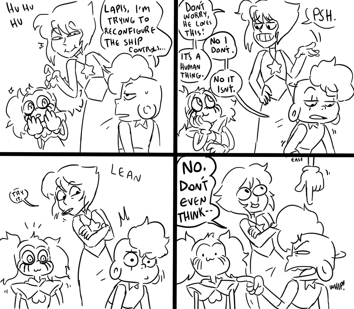 Lapis tries to cheer Spinel up in the most feral way possible 