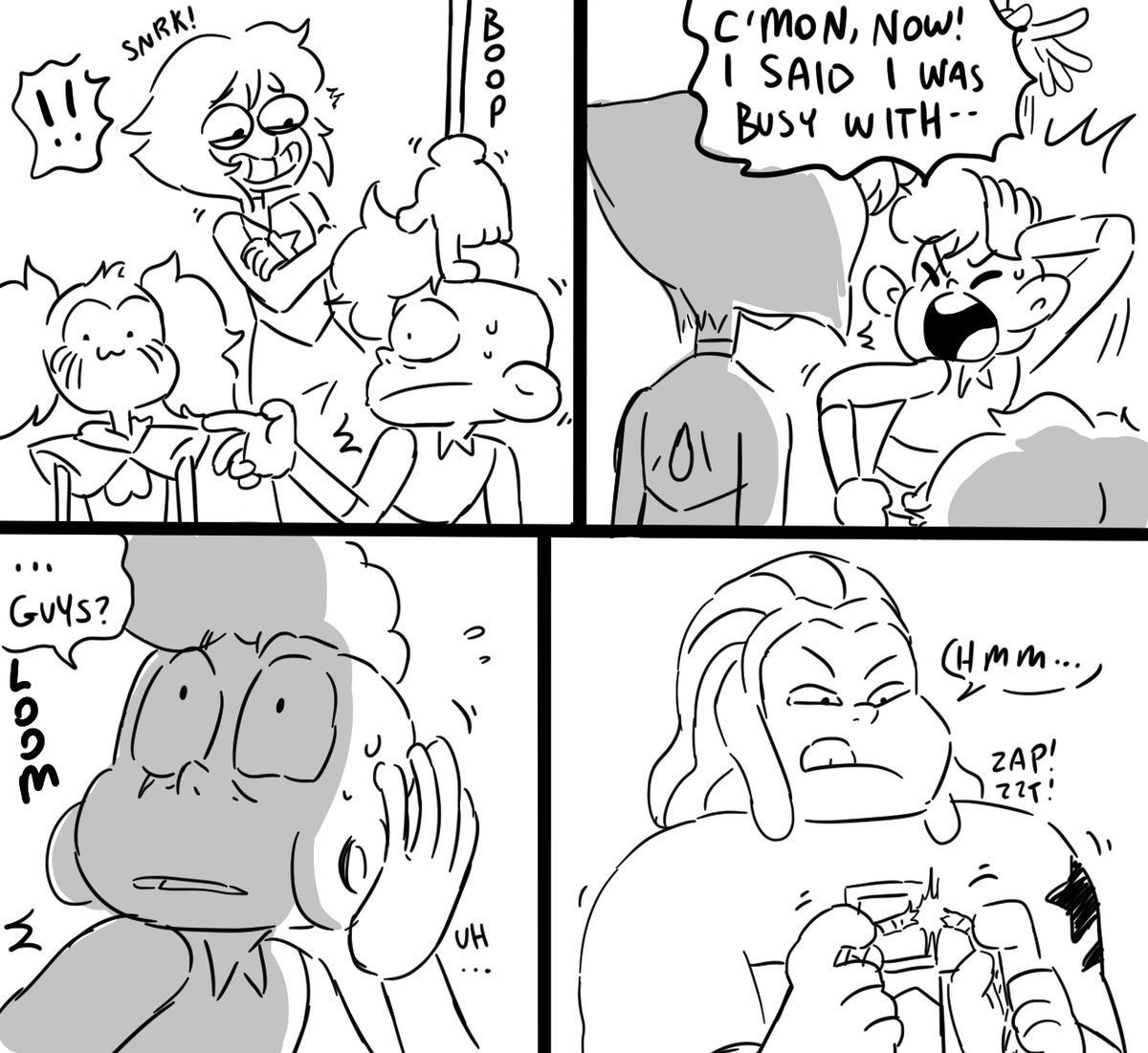Lapis tries to cheer Spinel up in the most feral way possible 