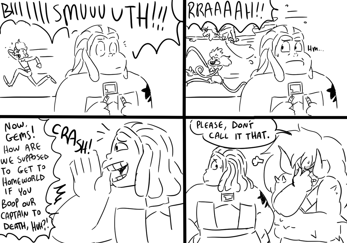 Lapis tries to cheer Spinel up in the most feral way possible 