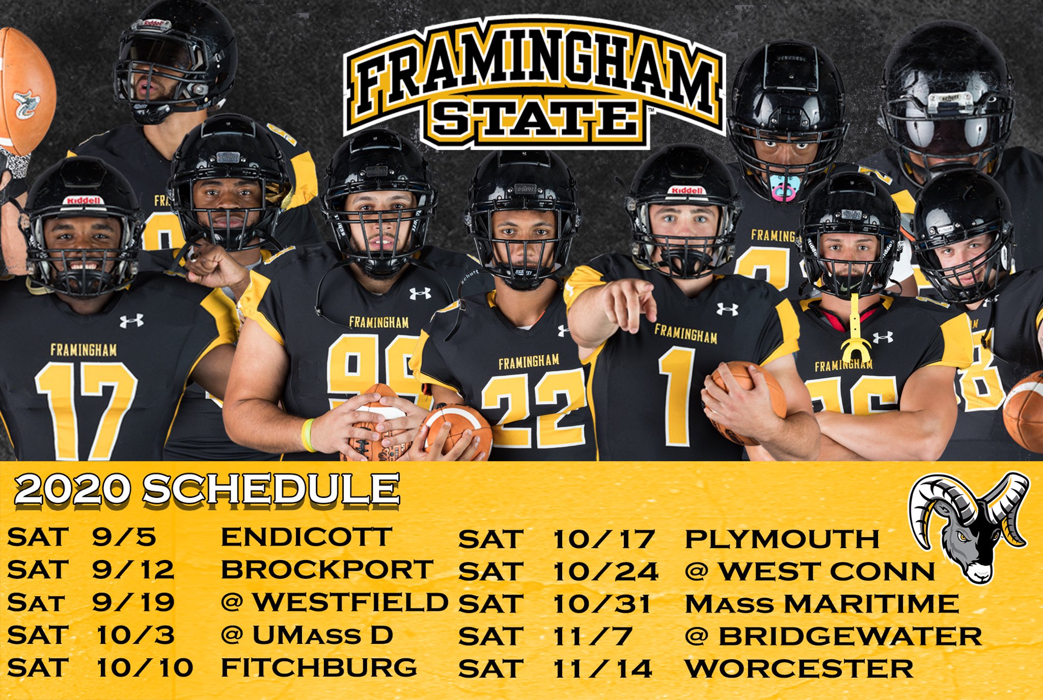 Framingham State FB on Twitter: "2020 Regular Season 🐏 Schedule  https://t.co/FV2kUjqsux" / Twitter