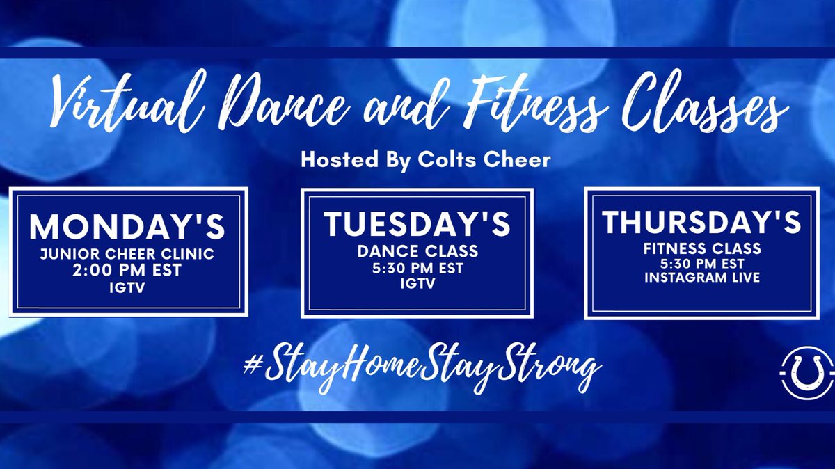 ColtsCheer's tweet photo. Planning ahead for the new week?! Include us✨💙

We’re kicking off the week with a Junior Cheer Clinic! Join us tomorrow on IGTV at 2:00 PM EST🤩 https://t.co/U1N4USFcCO