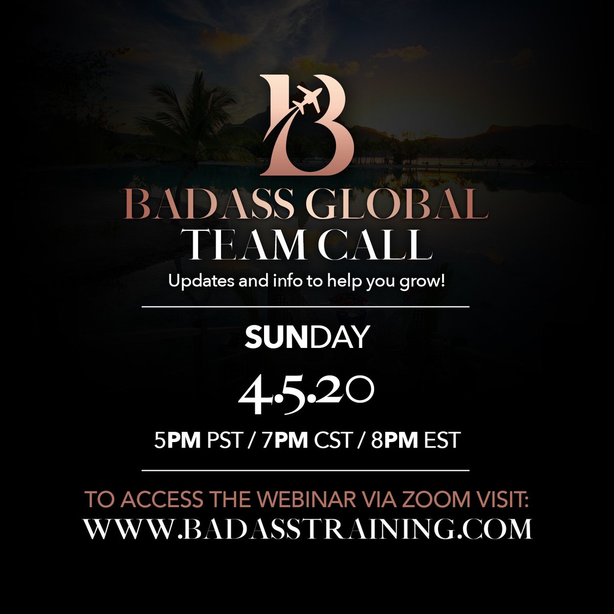iminfinity00's tweet photo. 📣 Team Call Tonight 4/5
⏰ 5pm pst / 8pm est
🗣 BA Global
🖥 https://t.co/VMNOhYdguF
#ImIN ∞ https://t.co/Z2eN161wxV