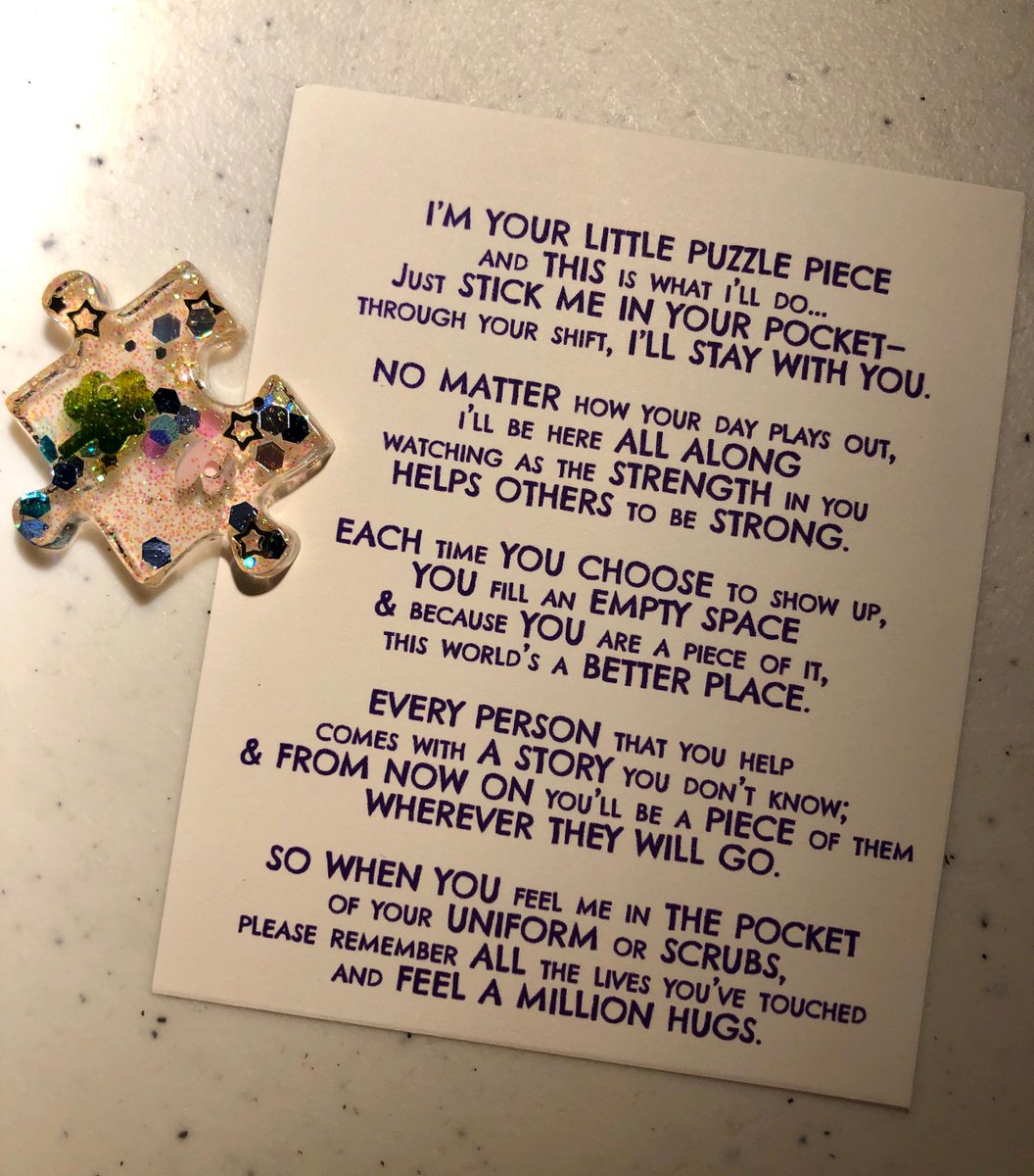 drock071's tweet photo. Check out my friend's Etsy page! She's selling these little puzzle pieces with poems - gift one to a first responder, nurse, caregiver, etc that you know as a thank you for the hard work they do. https://t.co/VgByfrDXNb https://t.co/LnBeeeng8f