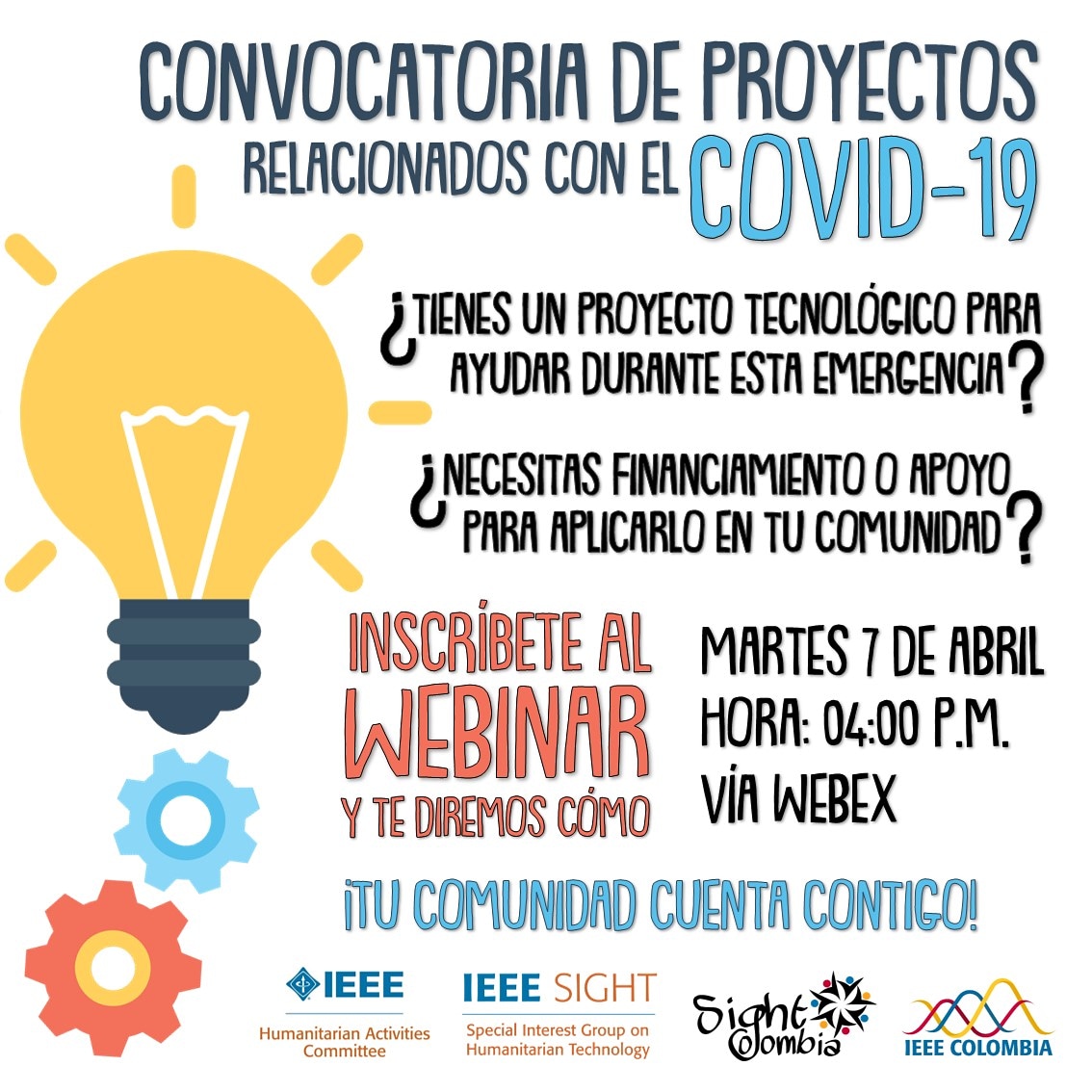 Al #COVIDー19 lo vencemos todos, te invitamos a participar de esta gran iniciativa, inscribe en nuestro webinar y entérate de cómo participar en esta convocatoria. ¡Te esperamos!  forms.gle/THLoqdDqv8Lumk…