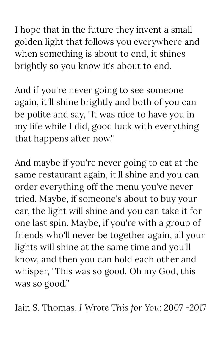 jeangriffinXU's tweet photo. Dear Musketeers, this @RealIainSThomas poem is a favorite and is particularly meaningful now as many of our “last” @XavierU moments have been taken away.  Hang on to the knowledge that “This was so good” and the hope that we’ll find a way to be together again. #LifeAtXU https://t.co/bQJlRwOMgz