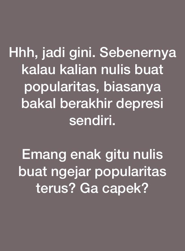 Sambatan temen di swnya tentang kepenulisan. Ini ada tips dan bbrp hal yg bisa membantu kalian jg. Oiya, mungkin ada bbrp yg bakal & #39;tertampar& #39; juga sama omongan dia.Btw, aku udh ijin sama orgnya dan dibolehin. Terus jg bakal ada tambahan dariku[A THREAD]