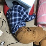 ネッコのおうちに顔を突っ込んで寝てるお父さん発見。どうしてこうなったw