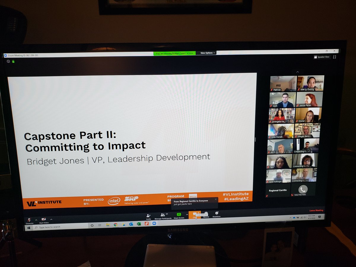 VLeadership's tweet photo. #VLInstitute Class 41 shared their final program on Friday, talking with one another virtually.  An outstanding cohort, equipped with the #PrinciplesofDoing and ready for life-long impact #LeadingAZ. Thank you @intel @SRPconnect @WellsFargo for supporting the Institute program. https://t.co/x7mViv5exV