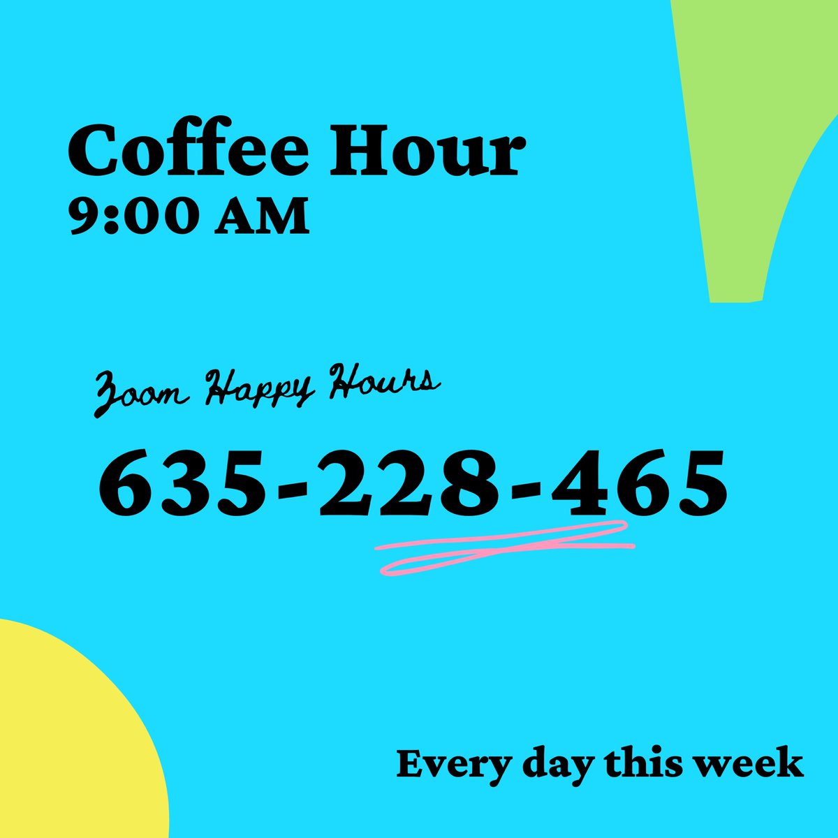 SAB_CoJMC's tweet photo. Tomorrow at 9:00 AM we start our Zoom Happy Hours! Hop on zoom using the code above and connect with all your CoJMC pals! 
•••
DM us with any questions! https://t.co/jwMSCNiPry