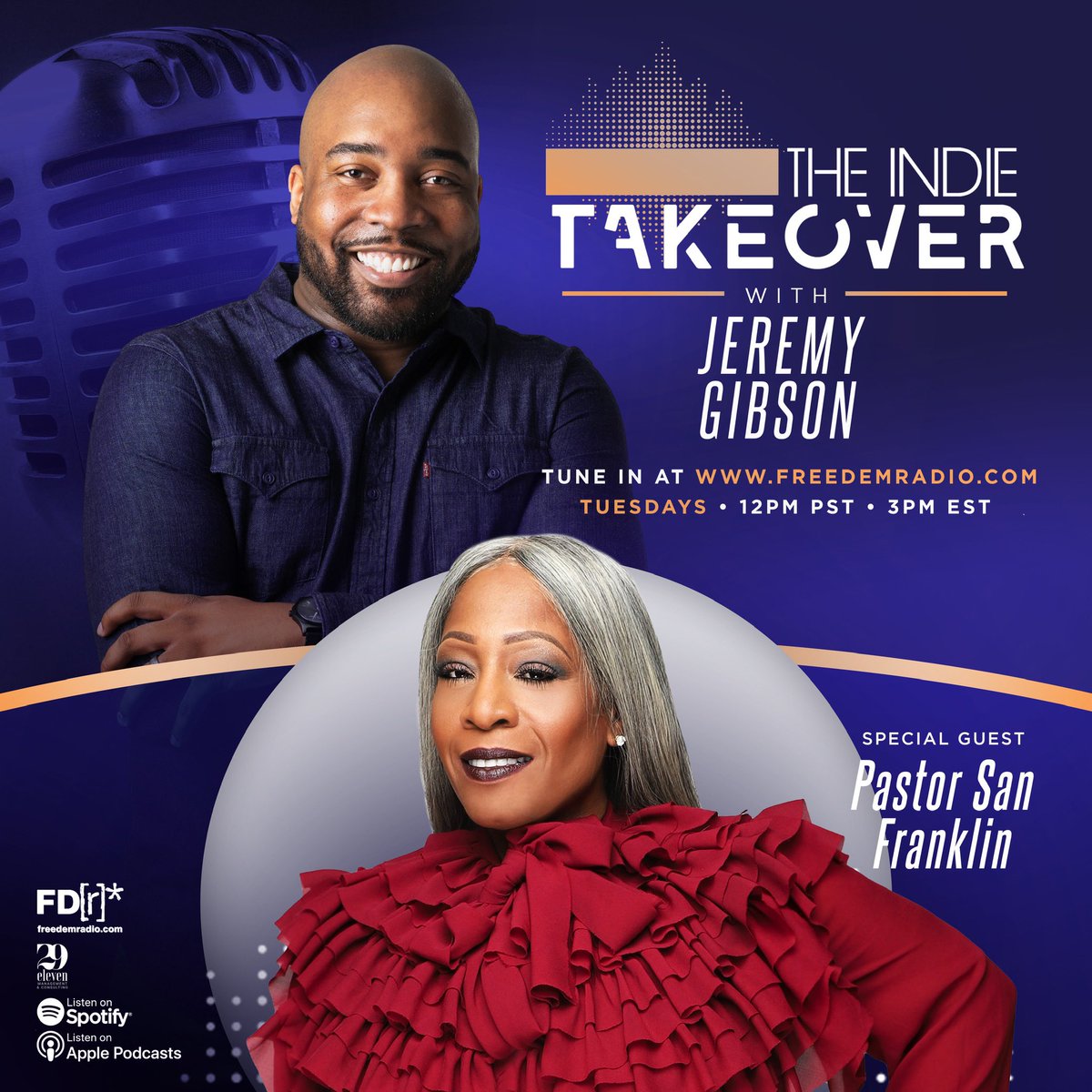 New Episode of S2 of The Indie Takeover with <a href="/itsjeremygibson/">Jeremy Gibson</a> features an incredible transparent and encouraging conversation with artist, pastor and bgv vet <a href="/sanfranklin/">San Franklin</a> #gospelmusic #IndependentMusic #musicindustry #walterhawkins #clayevans #lovealive5 #chicago #nashville #cali