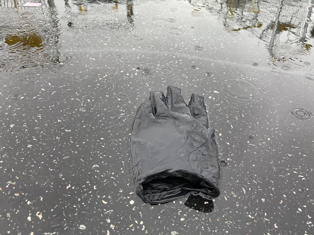 C_A_Heath's tweet photo. New, disgusting trend: people leaving used gloves in the parking lot at the grocery store. https://t.co/DHFALoyWzc