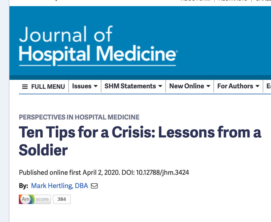 I feel guilty. So I ask my Army veteran husband what to do. His response was, “Stay ready so that you don’t have to get ready.” Which is his way of saying what US Army General  @MarkHertling said in  @JHospMedicine:“Plan and prepare for things you don’t think will happen.”