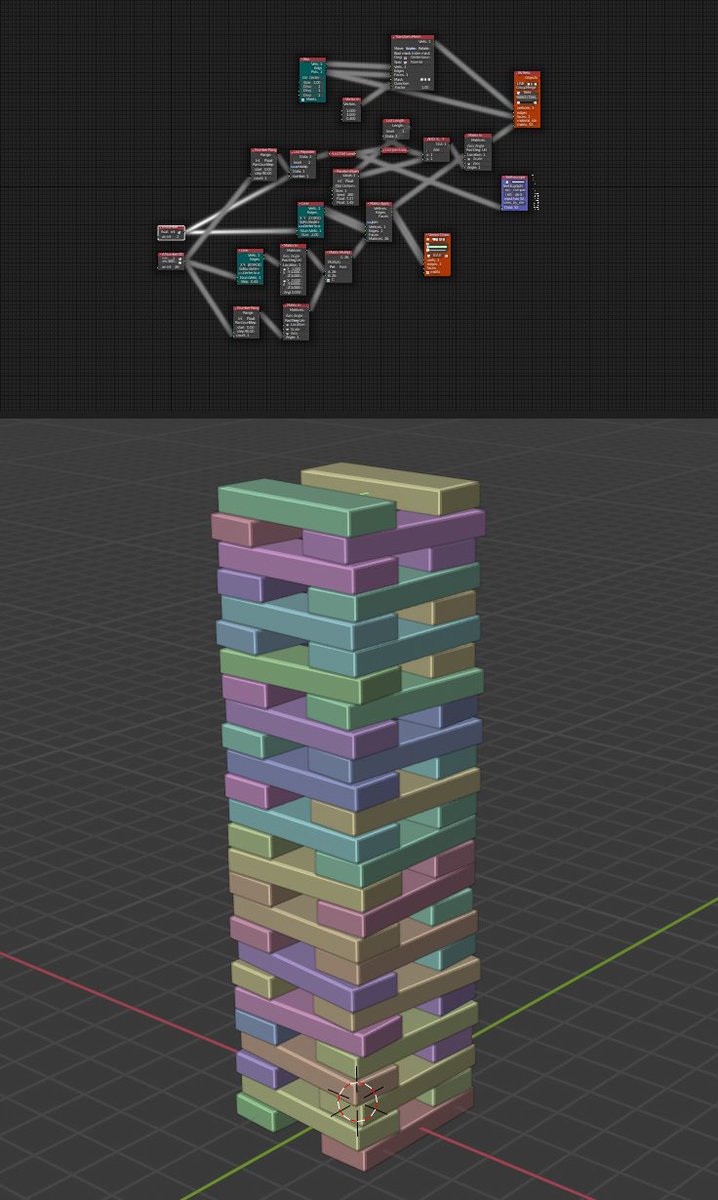 jimmygunawanapp's tweet photo. #b3d #nodes #sverchok #procgen #procedural #Jenga #JengaBlocks Stacking jenga blocks. https://t.co/BpdCJdoUrO