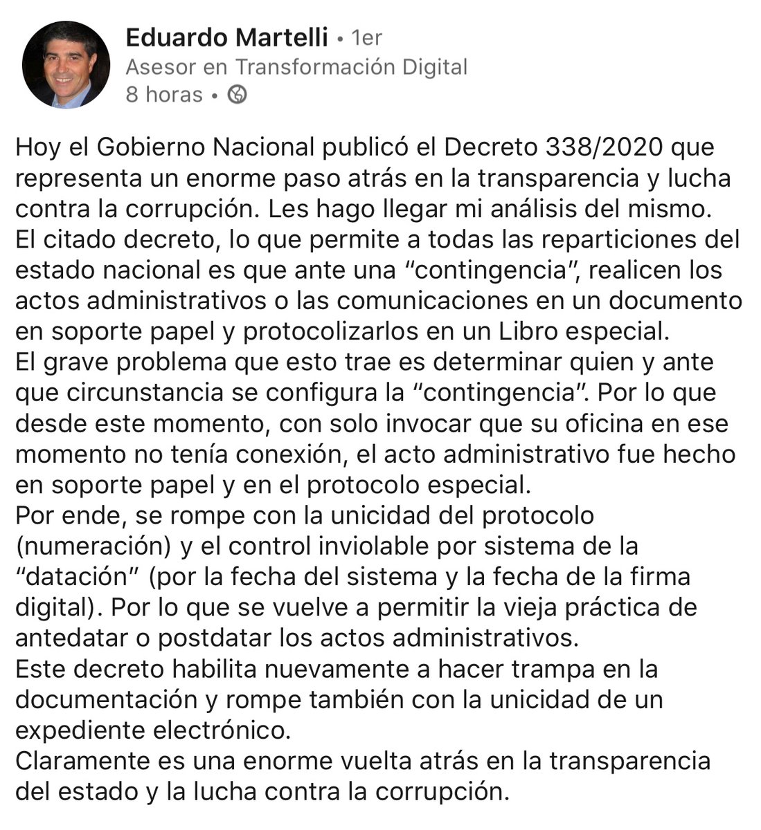 lauritalonso's tweet photo. Una vez nos dejaron sin estadísticas, ahora nos van a dejar sin trazabilidad, transparencia, datos y control. Y además todos los trámites volverán a ser lentos, engorrosos y opacos. 
Derogue el decreto 338/2020 Presidente @alferdez! Pésimamente asesorado sr. Presidente! https://t.co/68qXchgr9r