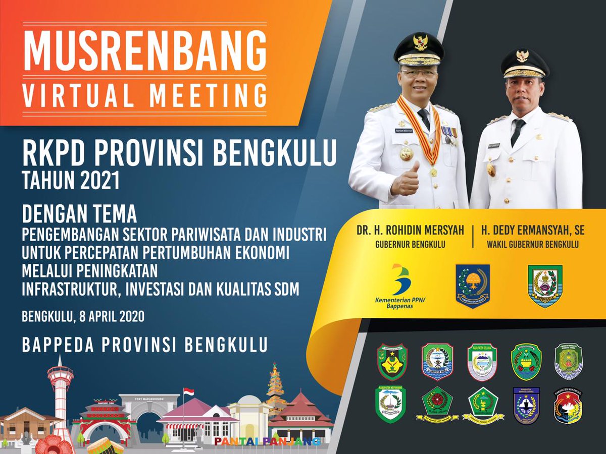 mediacenterBKL's tweet photo. Ikuti dan Saksikan!

MUSRENBANG VIRTUAL MEETING RKPD ROVINSI BENGKULU TAHUN 2021 

Rabu, 08 April 2020 Pukul 08.30 WIB.

Via Zoom dan live streaming Youtube Media Center Provinsi Bengkulu.
_

#bengkulusehat #bengkulumaju #wonderfulbengkulu2020 #tetapsemangatbangunbengkulu https://t.co/0le6wfY1Wn