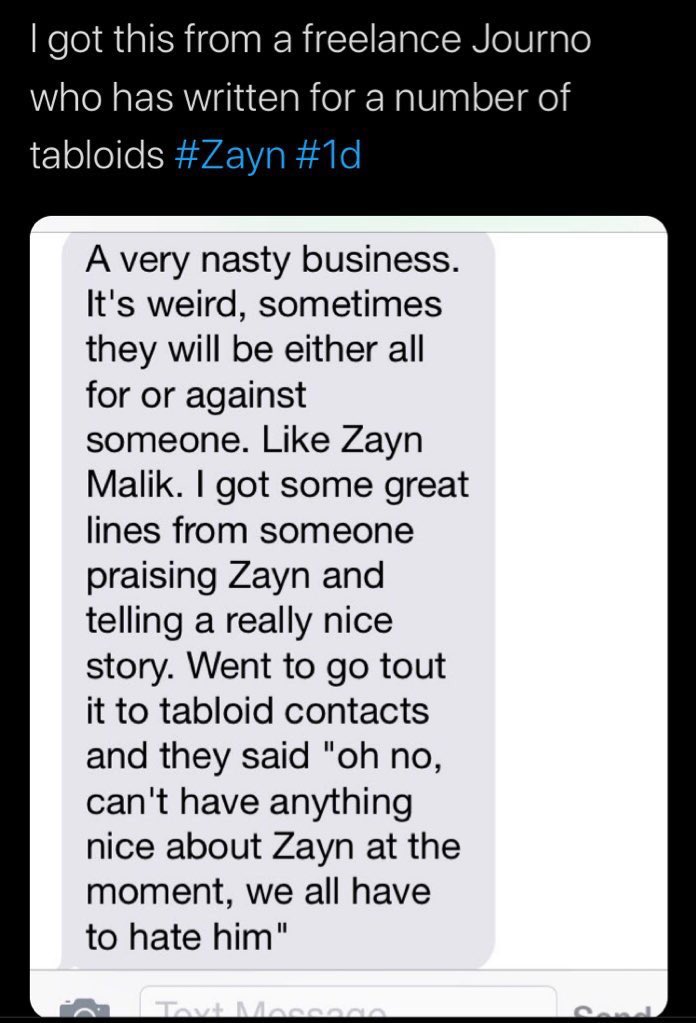 Zayn has been the victim of a negative PR campaign since the launch of his solo career (and even before then), many blame Simon Cowell, who was behind his solo record deal with RCA. A false “poser” “bad boy” “mysterious” persona was created to make him sell.