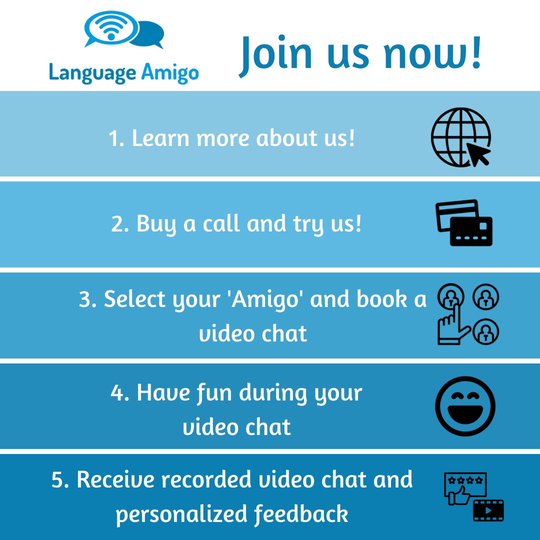LanguageAmigo's tweet photo. In just 5 simple steps, the path to a better Spanish!
Join now and have an unforgettable experience with us!

Learn more at https://t.co/N0qDRfUgRR https://t.co/fEyaMp9LbI