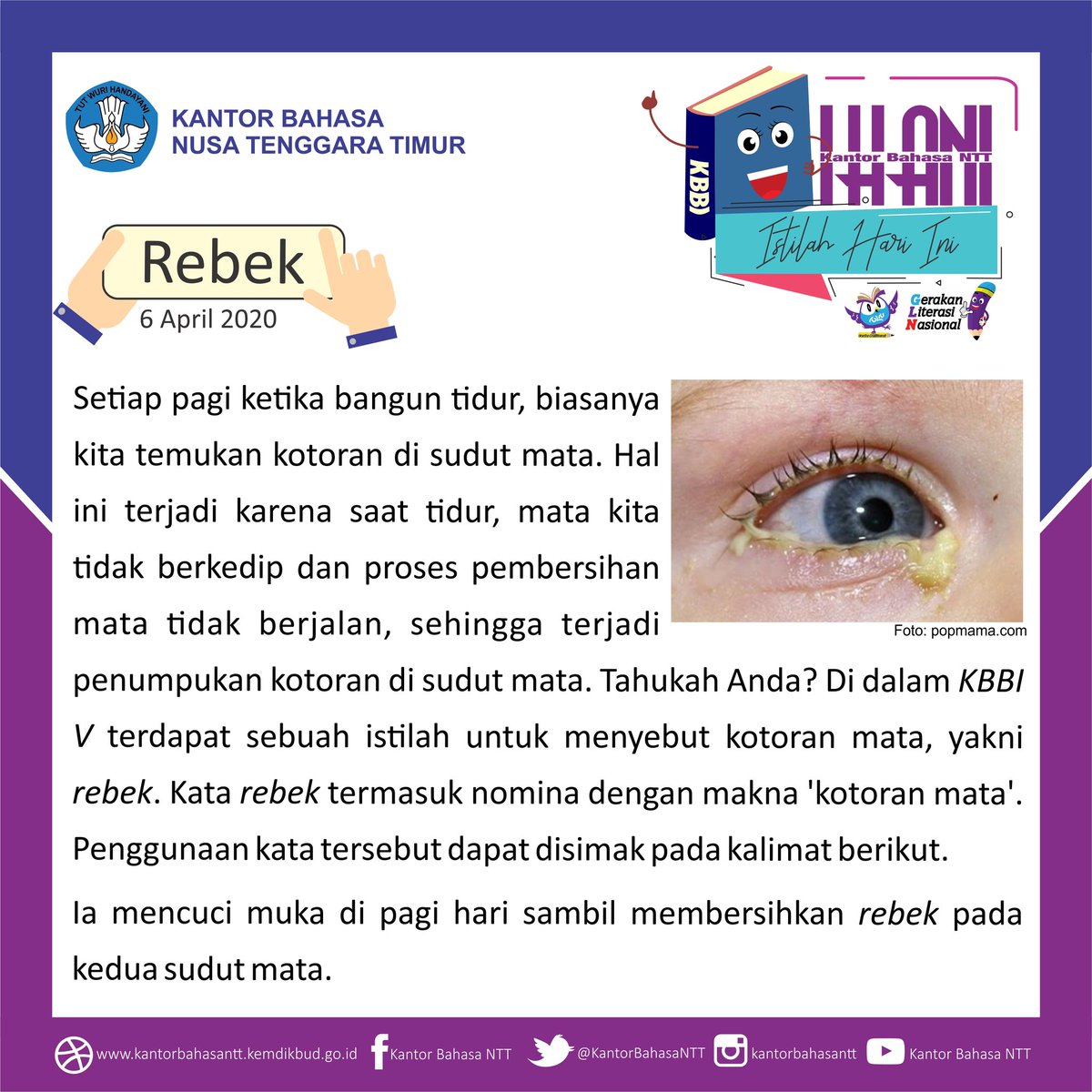 KantorBahasaNTT's tweet photo. #istilah #istilahhariini #istilah_hari_ini #ihani #kemendikbud #kemdikbud #kemendikbudri #kemdikbudri #badanbahasa #kantorbahasantt #bahasaindonesia #rebek https://t.co/Tu3QUUW30d