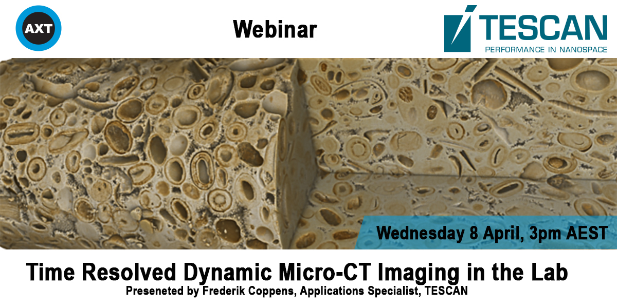 AXT_Australia's tweet photo. Time-resolved 3D imaging with X-rays has rapidly emerged as an essential technique to understand materials evolution. Learn more at our webinar. Register at https://t.co/kV2LHFcJDs #computedtomoography #CT #DynamicCT @tescan_micro https://t.co/gW1VcdU6qj