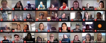 mskajordan's tweet photo. Gregory A. Hogan teachers and support staff are working hard to transition into phase 2 of teacher-led distance learning. Engaging in an online staff meeting. So nice to see everyone’s faces and connect via Google. Dedicated group of educators. #sccdsb ⁦@GregoryHoganCS⁩ https://t.co/KarQ3jPeyF