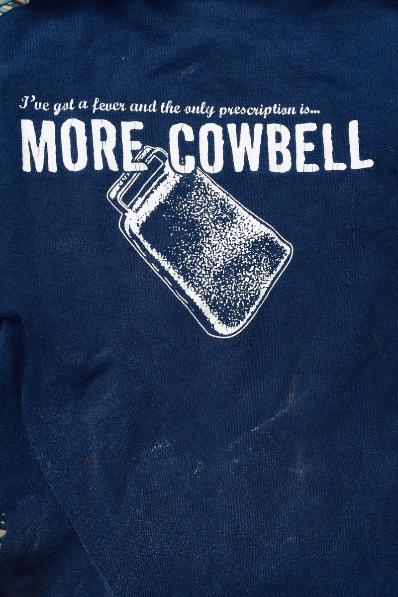 TomMustin's tweet photo. My t-shirt face mask for the day. #morecowbell #ivegotafever #golddiapers #coronavirus https://t.co/IuhEM5nL3Q