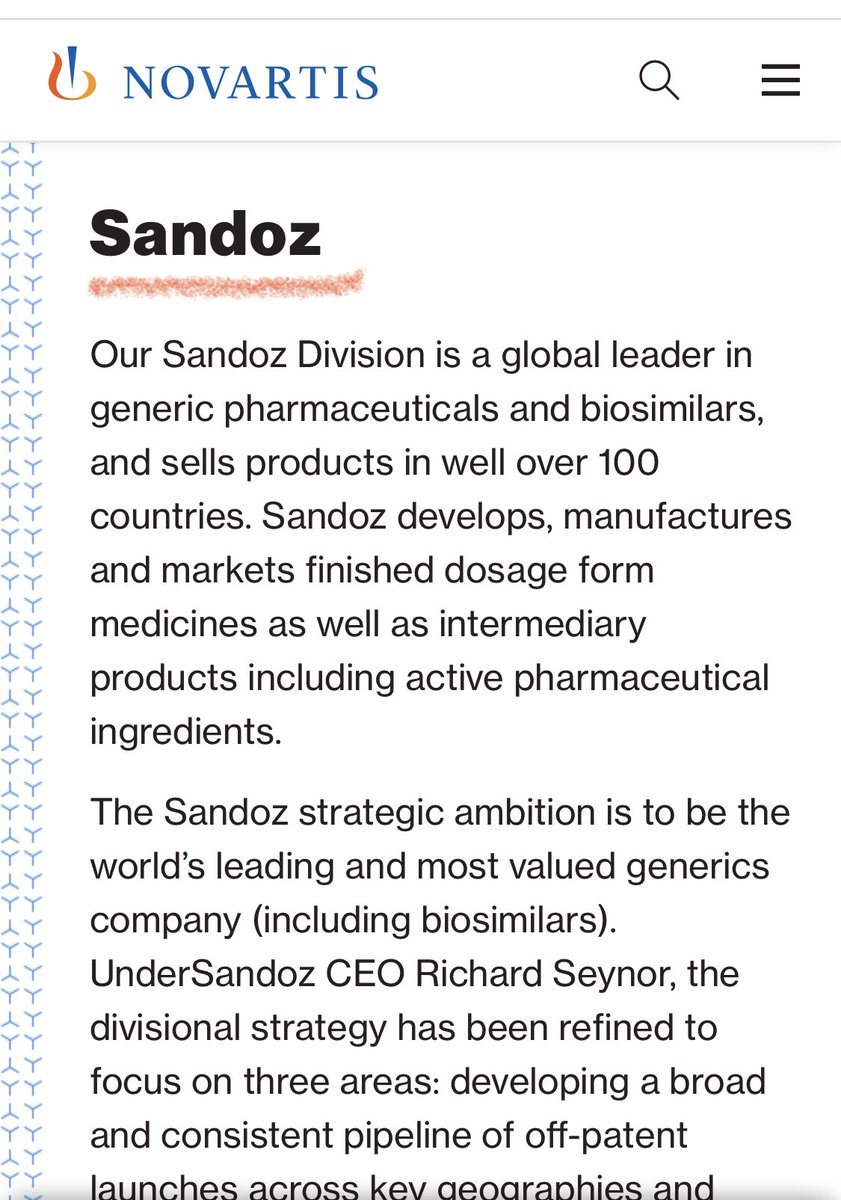 Sandoz is subsid of Novartis. Now look at Sandoz six days ago. Boop. I’m done.  