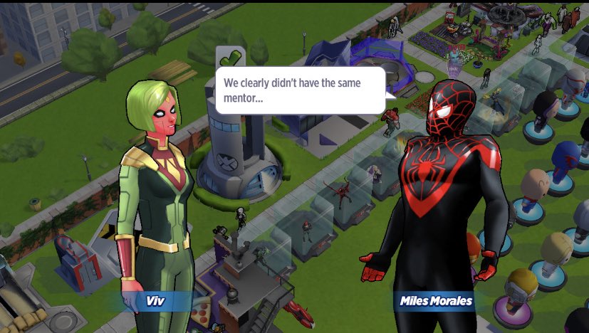 Viv and Miles’s conversation on trying to start up the game’s version of the Champions team