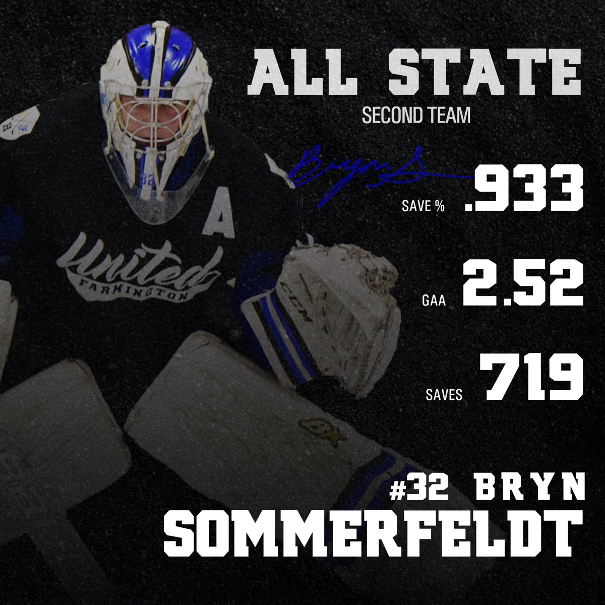 Huge congratulations to our senior goaltender <a href="/brynsommerfeld/">Bryn Sommerfeldt</a> on his #AllState second team honors #HardWorkPaysOff #NotDoneYet